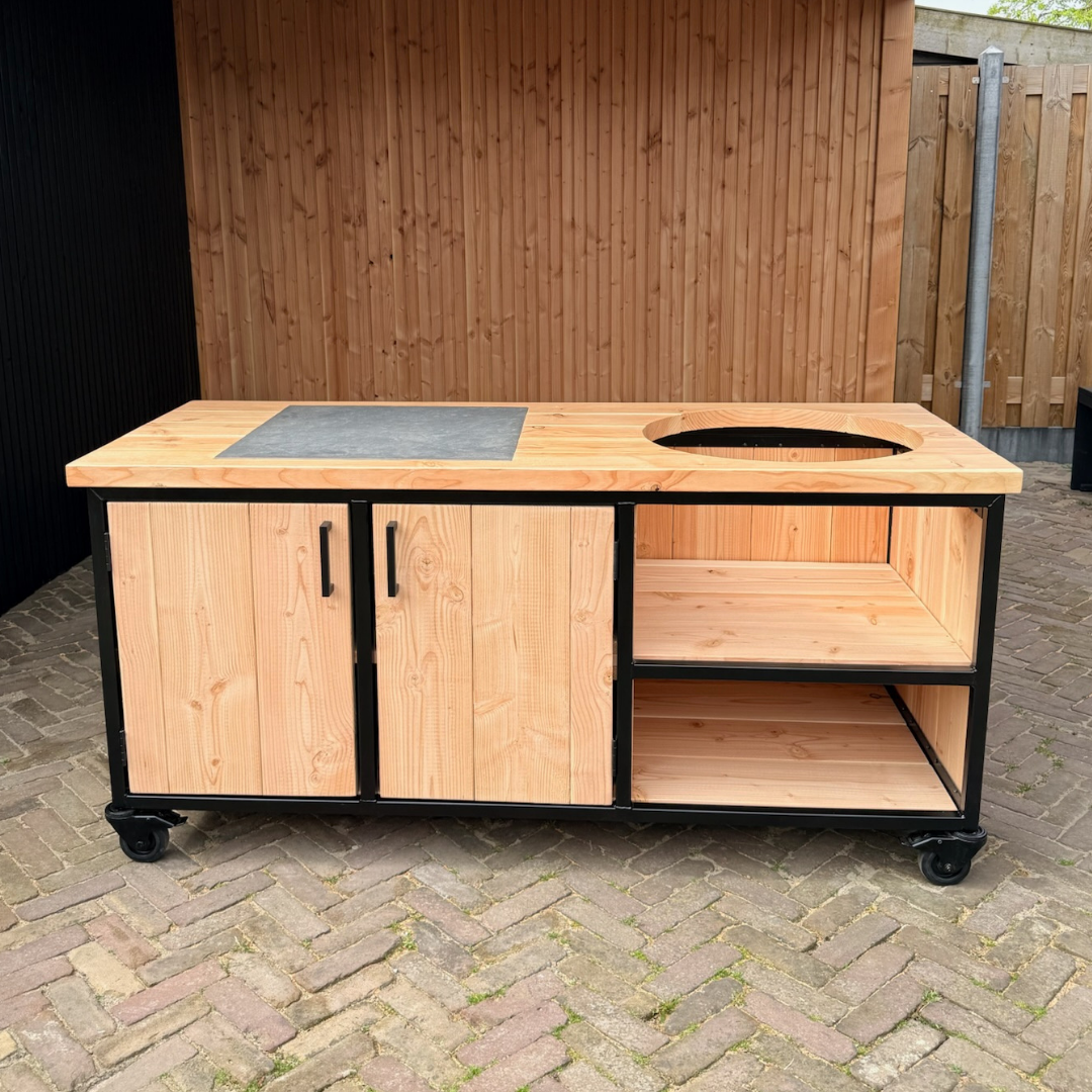 Buitenkeuken Douglas en staal met opbergkast en Keramische tegel - Lengte 180 cm - Afbeelding 2